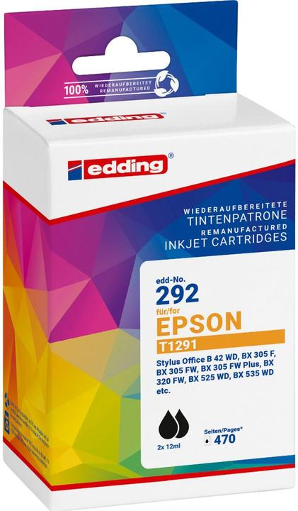 Actual product image Edding Printer Cartridge Replaces Epson T1291 Twin Pack Compatible Black EDD-29 (FC)