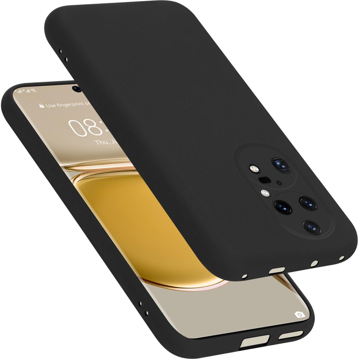 Cadorabo TPU Liquid Silicone Case Hülle für Huawei P50 PRO (Huawei P50 Pro), Smartphone Hülle, Schwarz