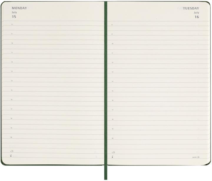 Image du produit Moleskine 12 mois calendrier journalier 2024, grand format/A5, vert myrte (A5, Couverture rigide, Anglais)