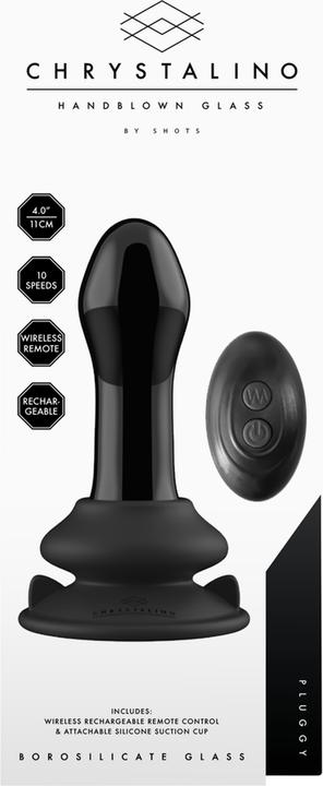 Produktbild Shots Pluggy - Glass Vibrator - With Suction Cup and Remote - Rechargeable - 10 Speed