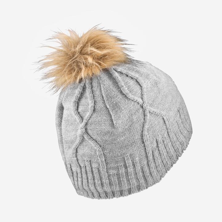Produktbild Wedze Mütze Erwachsene Zopfmuster - Fur Virgin hellgrau