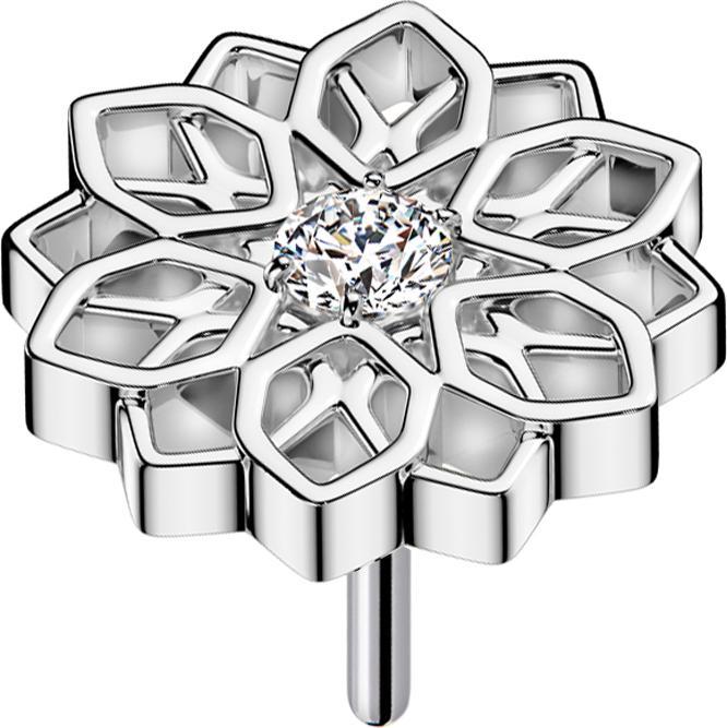 Produktbild Star Piercing Threadless Lotusblume silber Kristall silber (ohne Messing, Titan)