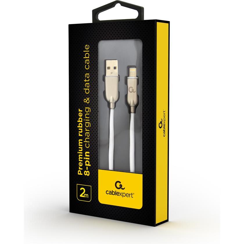 Thumbnail - Gembird CC-USB2R-AMLM-2M-W Lightning-Kabel Weiss (2 m, USB 2.0), USB Kabel
