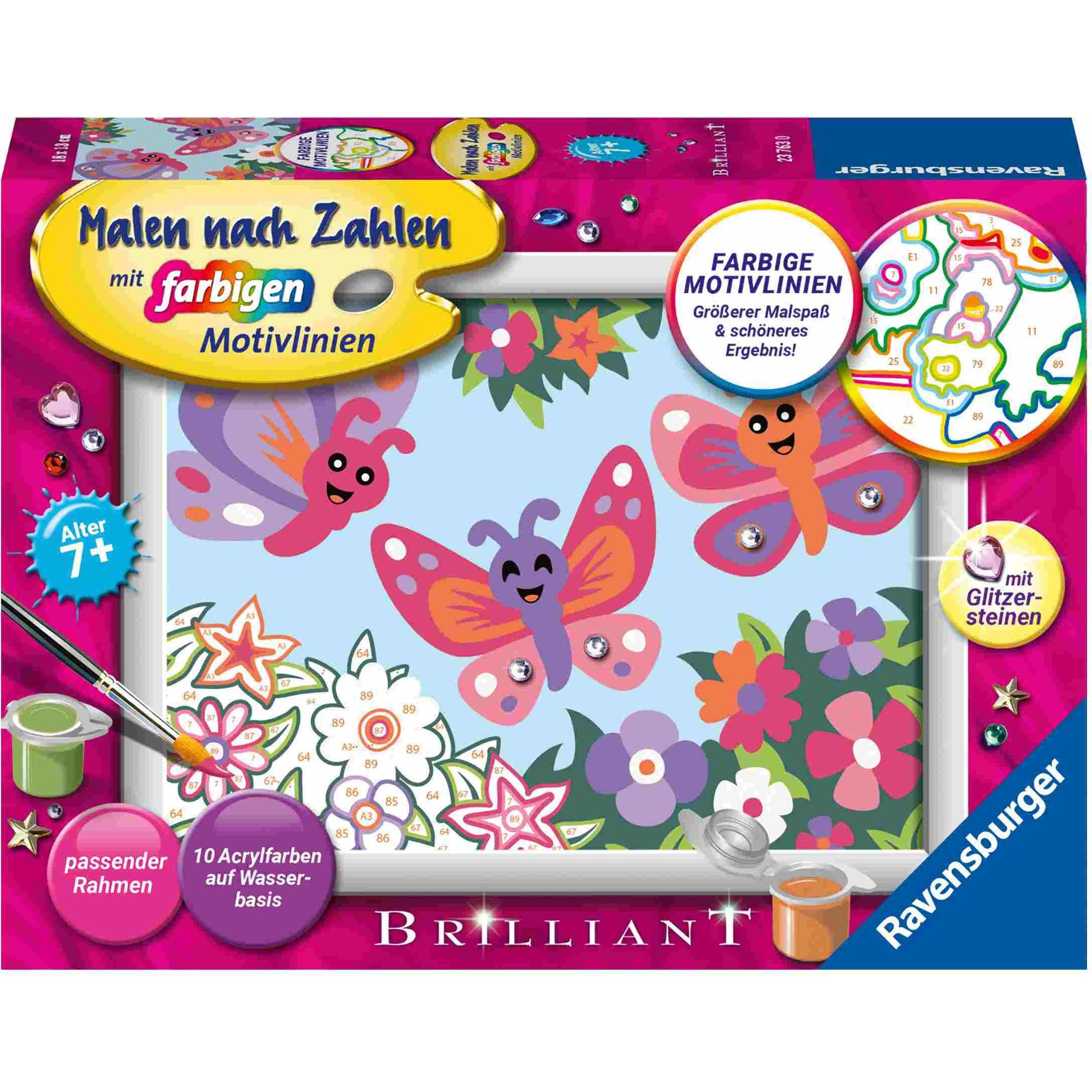 Ravensburger Malen nach Zahlen 23763 - Fröhliche Schmetterlinge - Kinder ab 7 Jahren