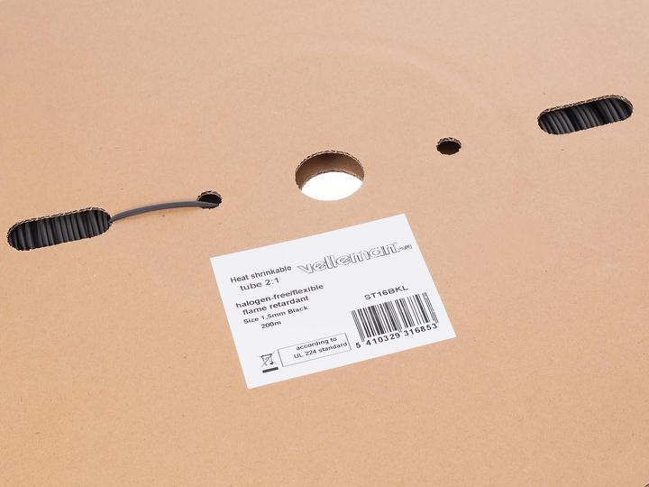 Actual product image Velleman SHRINKABLE TUBE 1.5 mm - BLACK (200 x)