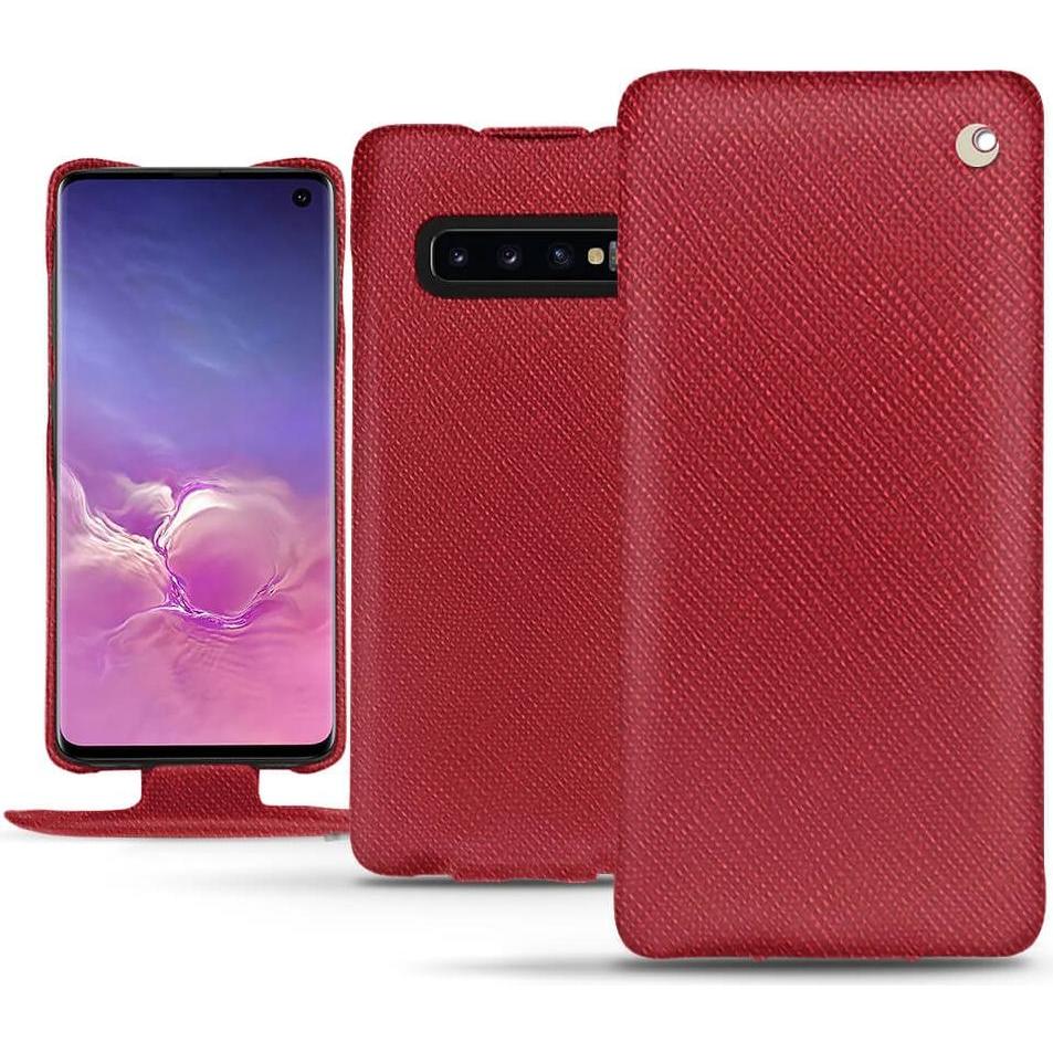 Noreve Lederschutzhülle vertikal (Samsung Galaxy S10), Smartphone Hülle, Rot