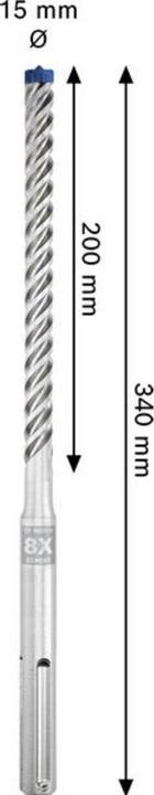 Actual product image Bosch Professional Zubehör Blau Zubehör 2608900212 EXPERT Bohrhammer SDS max-8X 15x200x340mm (15.0 millimetres)