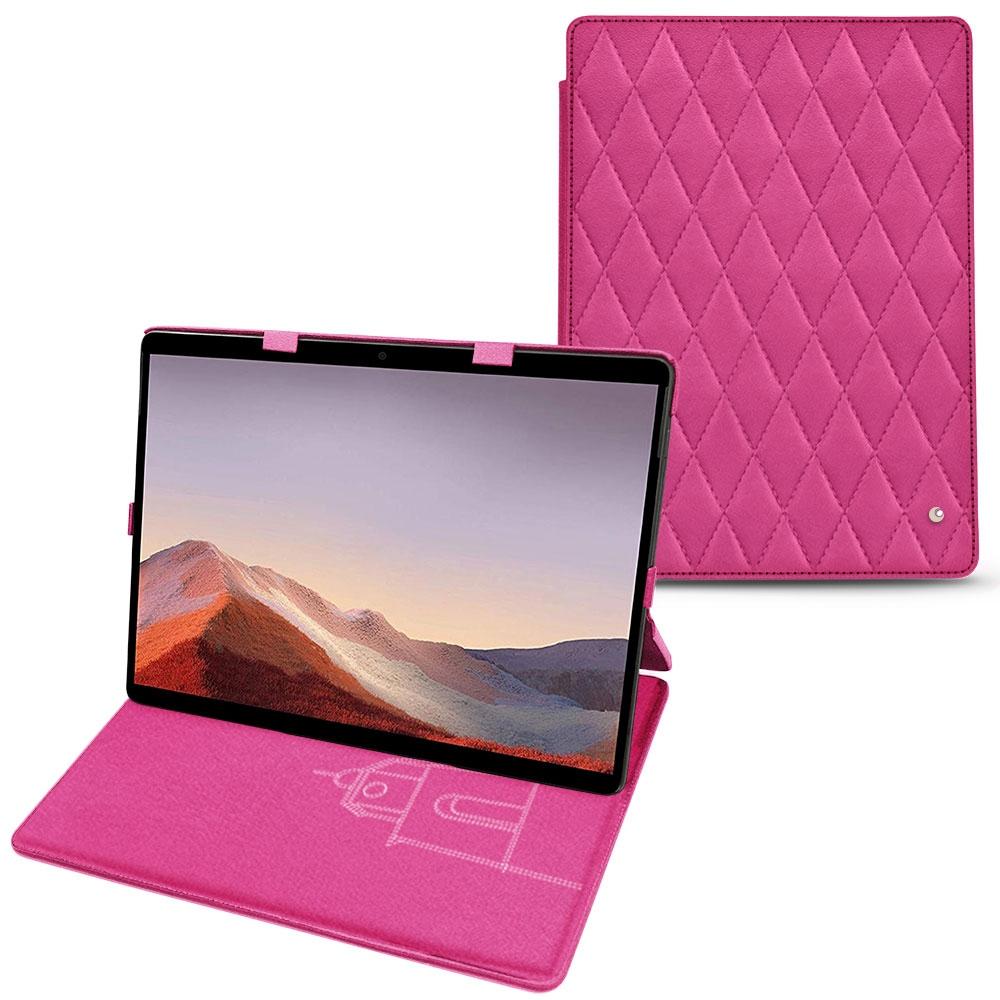 Noreve Lederschutzhülle vertikal (Microsoft Surface Pro X), Tablet Hülle, Rosa