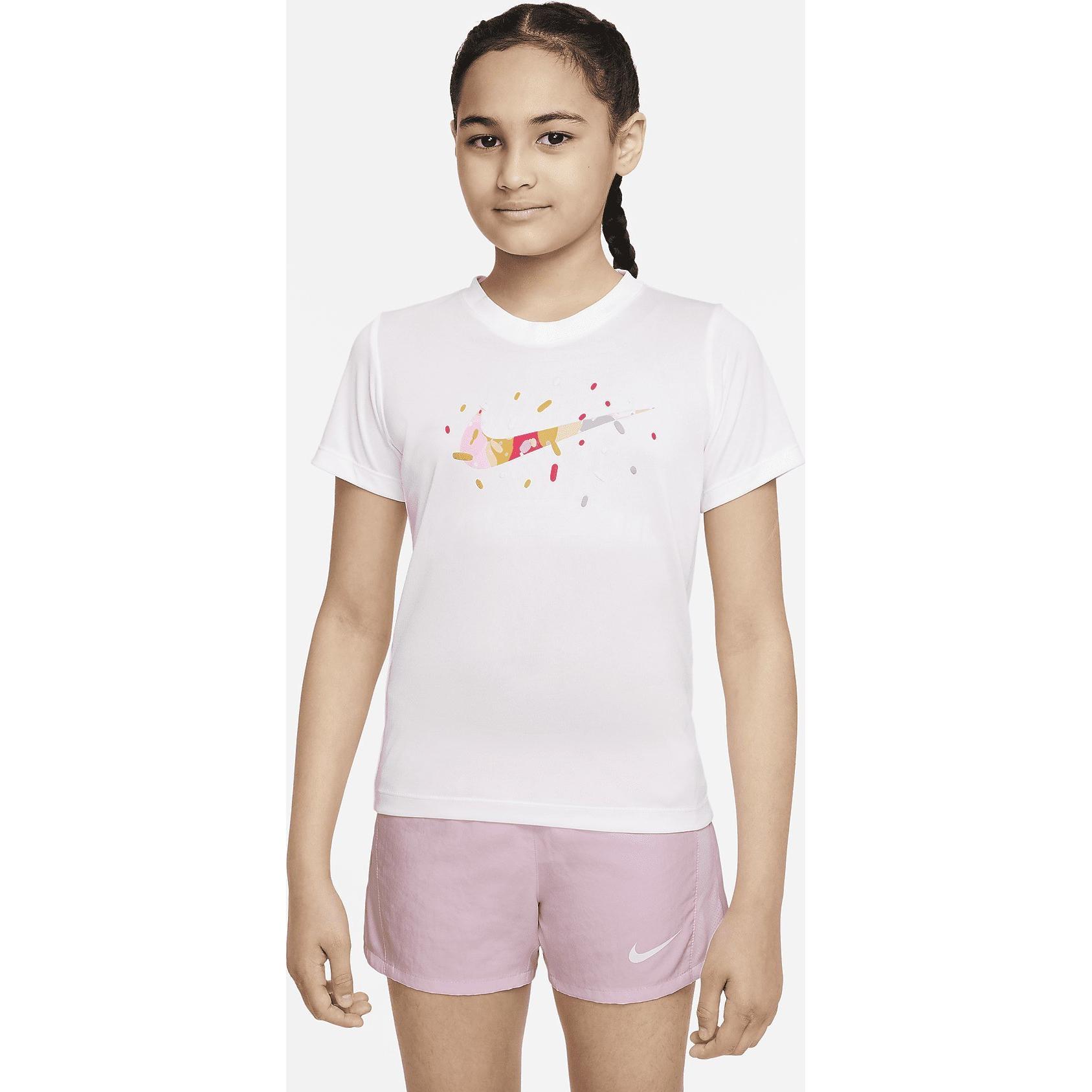 Nike, Damen, Sportshirt, Girls Short Sleeve T-Shirt Dri-Fit, White, DV0559-100, XL (XL), Weiss, XL