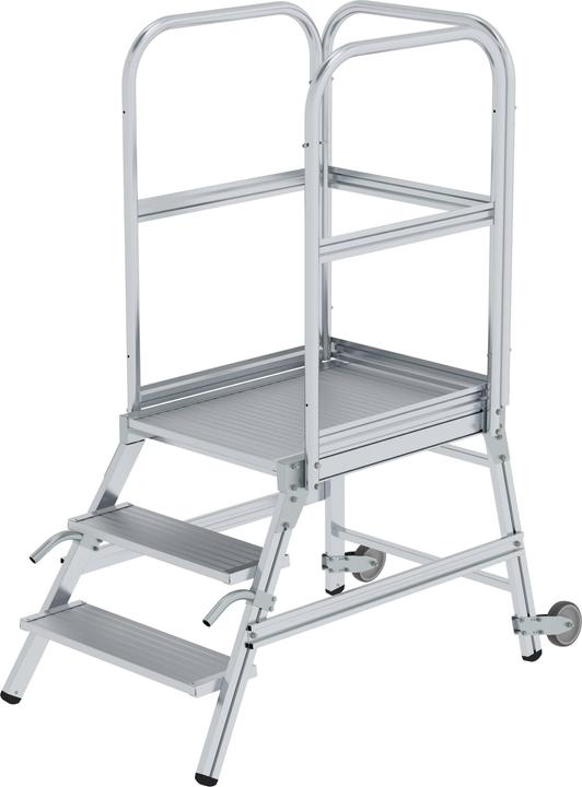 Actual product image Munk Platform stairs one-sided access with castors and handles aluminium ribbed 3 steps (Scaffolding, 124 cm)