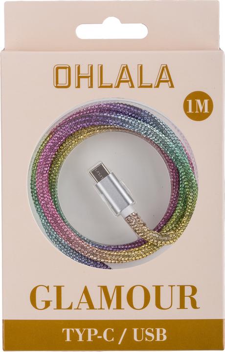 Produktbild Peter Jäckel OHLALA! Glamour 1m USB Data Cable Rainbow für Typ-C mit Sync- und Ladefunktion (1 m)