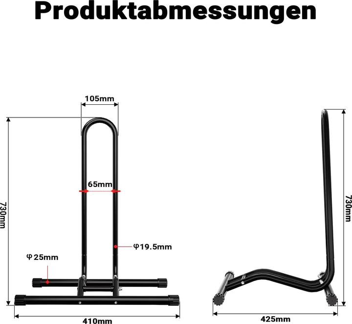 Actual product image Toboli Mobile Bicycle Stand 1 Bike 60mm Tyre Width Floor Bike Rack for Repair, Assembly, etc.