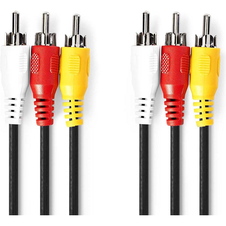 Nedis Composite-Videokabel 3x Cinch-Stecker 3x Cinch-Stecker Vernickelt 480p 2.00 m Rund (2 m, Cinch), Video Kabel
