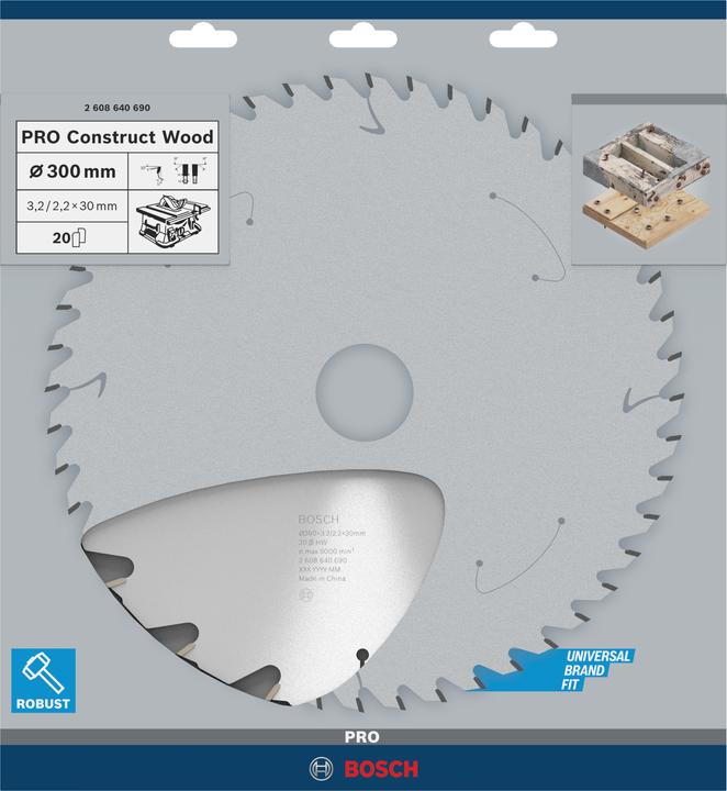 Produktbild Bosch Professional Zubehör PRO Construct Wood Kreissägeblatt, 300 x 3,2 x 30 mm