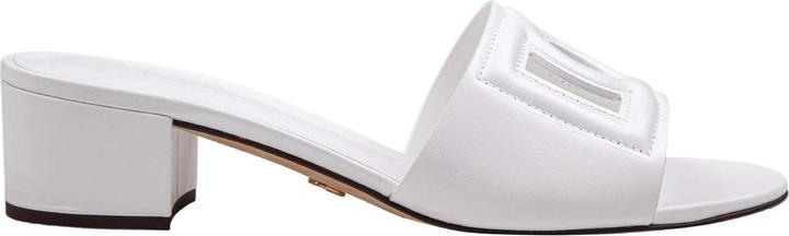 Actual product image Dolce & Gabbana white leather mule with dg logo (37)