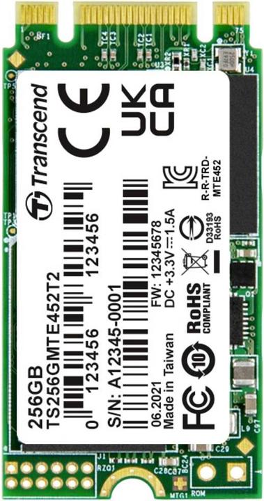 Image du produit Transcend 256GB M.2 2242 PCIe Gen3x2 B+M Key 3D TLC PE 3K 30u (P) (256 Go, M.2 2242)
