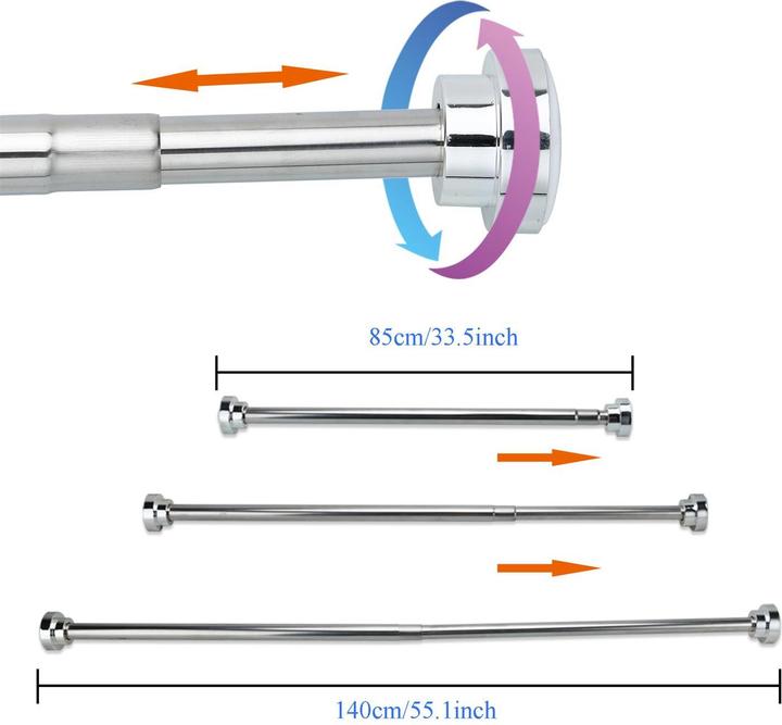 Actual product image Intirilife Telescopic rod in SILVER 85 - 140 cm