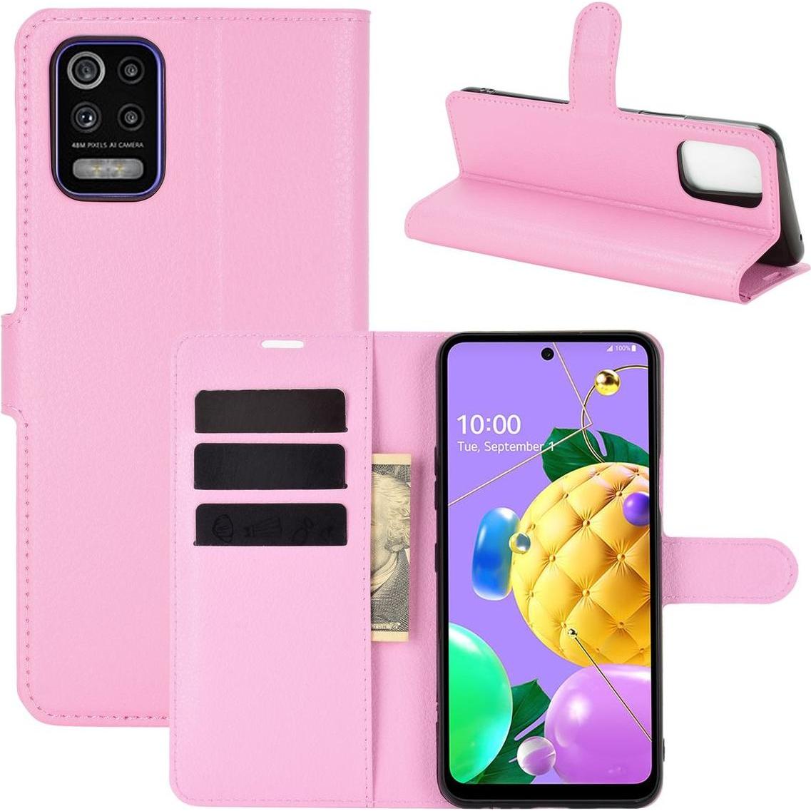 König Design Hülle Handy Schutz für LG K52 Case Flip Cover Tasche Etuis Bumpe Wallet Rosa Neu (LG K52), Smartphone Hülle...