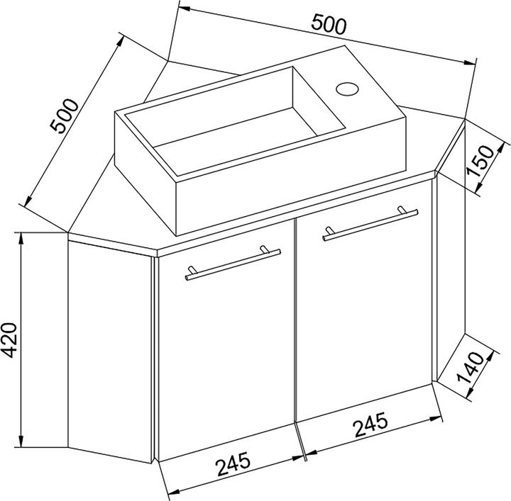 Image du produit VCM 2 pcs. kit d'angle WC invités lavabo Vilosa