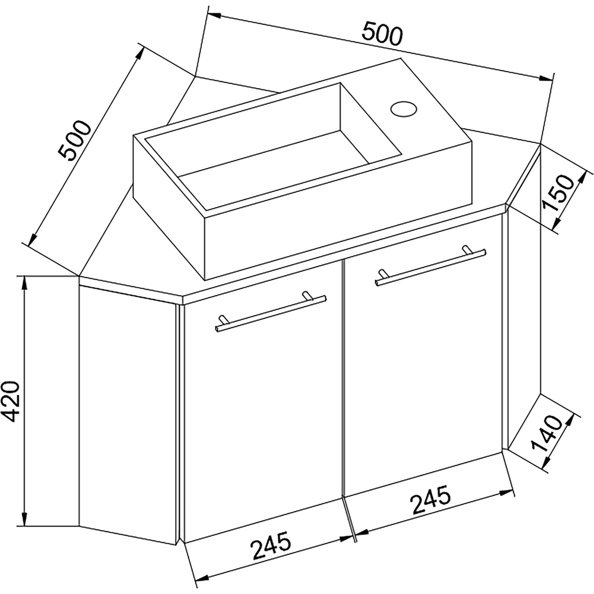 Thumbnail - VCM, Badmöbelset, 2-tlg. Eck Set Gäste WC Waschplatz Waschtisch Vilosa