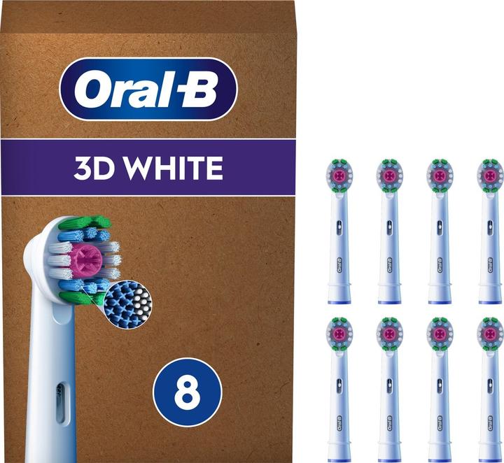 Produktbild Oral-B Pro - 3D White - Opzetborstels met CleanMaximiser Technologie - 8 Stuks - Brievenbusverpakking (8x)