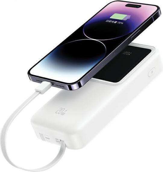 Actual product image Usams Powerbank z wbudowanymi kablami USB-C+Lightning 30000 mAh 20W PD+Qc 3.0 Fast Charge X-chel Ser (30000 mAh, 20 W, 111 Wh)