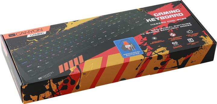 Actual product image Canyon Mechanical keyboard for games Hazard GK-6, Blue Switch, LED, US layout (Eng. Int., Cable)