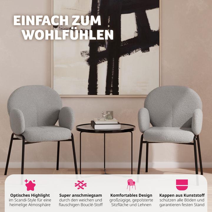 Produktbild tectake 2er Set Scandi gepolstert