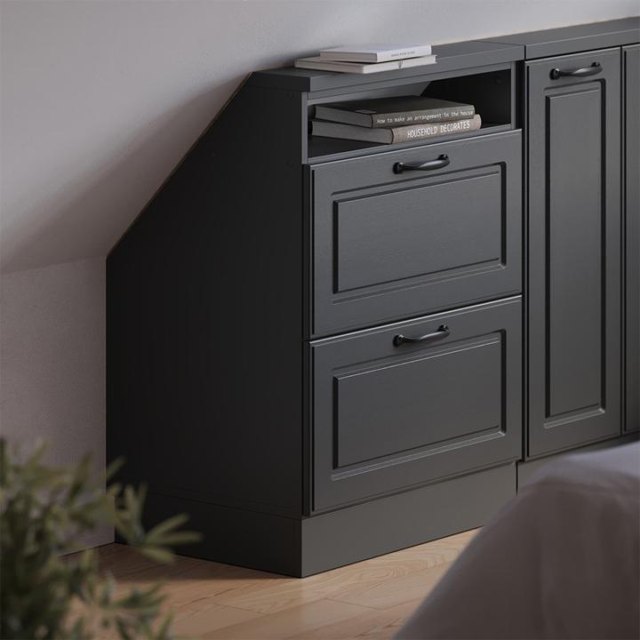 Produktbild Vichy Dachschrägenschrank Rion, Anthrazit/Anthrazit Landhaus, mit 2 Schubladen (60 x 46 x 81.60 cm)