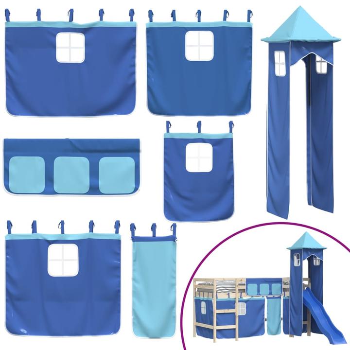 Actual product image vidaXL Curtains for loft bed with tower Blue polyester, colour