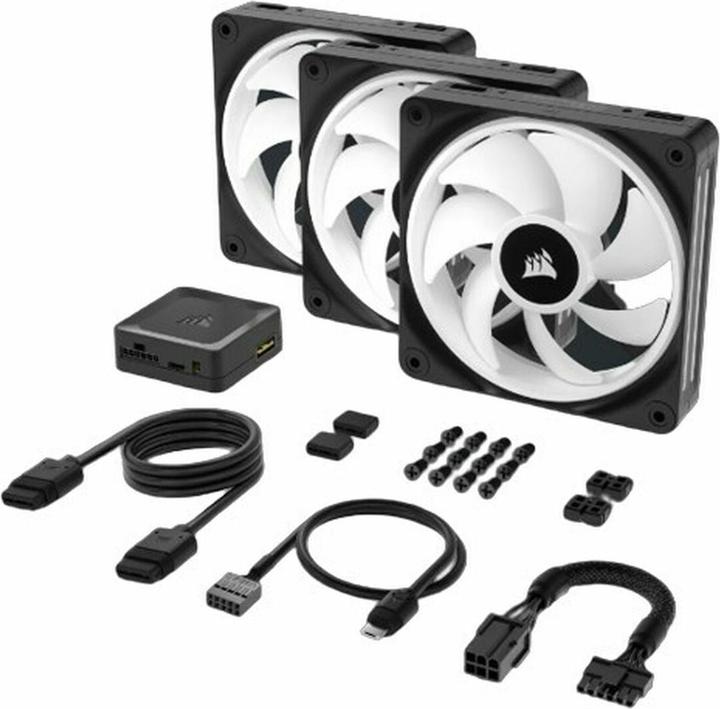 Productafbeelding Corsair iCUE LINK QX120 RGB 120 mm PWM ventilator (zwart, starterskit) (120 mm, 3 x)