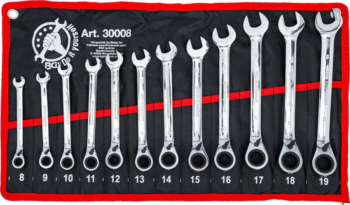 Actual product image BGS Ratchet ring spanner set (19 mm, 12 mm, 14 mm, 16 mm, 10 mm, 18 mm, 17 mm, 11 mm, 15 mm, 8 mm, 9 mm, 13 mm)