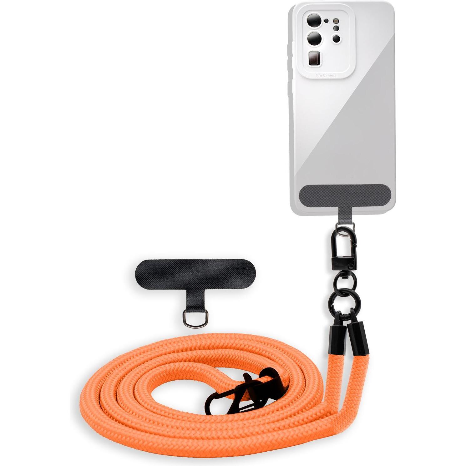 Cadorabo Handykette für Samsung Galaxy C5 PRO Necklace Hülle mit verstellbarem Kordelband, Handykette, Orange