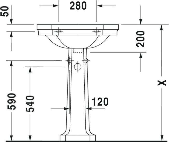 Produktbild Duravit Waschtisch 1930 m ÜL HLB 1 Hahnloch 600x410mm weiss WG (41 cm, 60 cm)