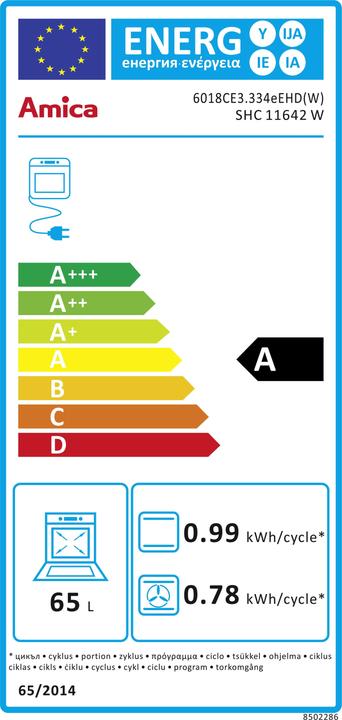 Energy Label Amica SHC 11642 W