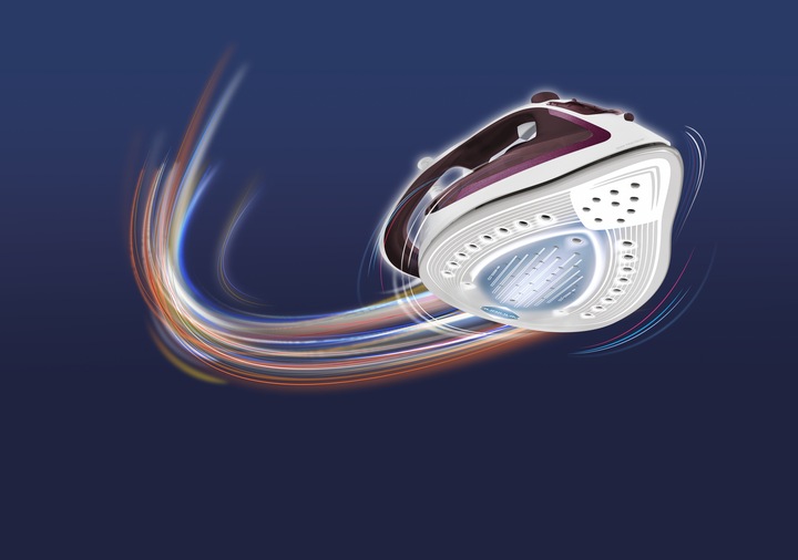 Actual product image Tefal EasyGliss Plus FV5714 Dry & Steam Iron Durilium Sole Bordeaux (2400 W, 190 g/min)