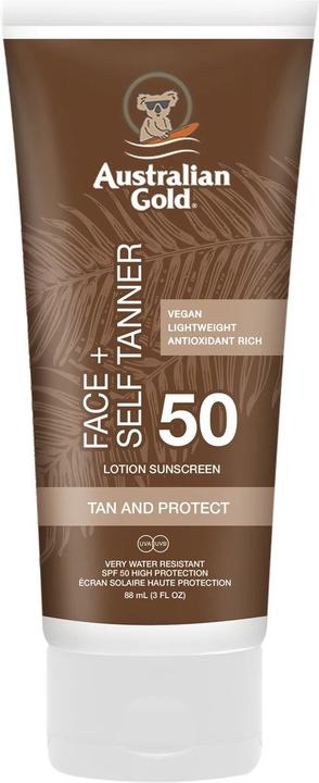 Actual product image Australian Gold Face + Self Tanner (Sun lotion, SPF 50, 88 ml, 0.09 g)