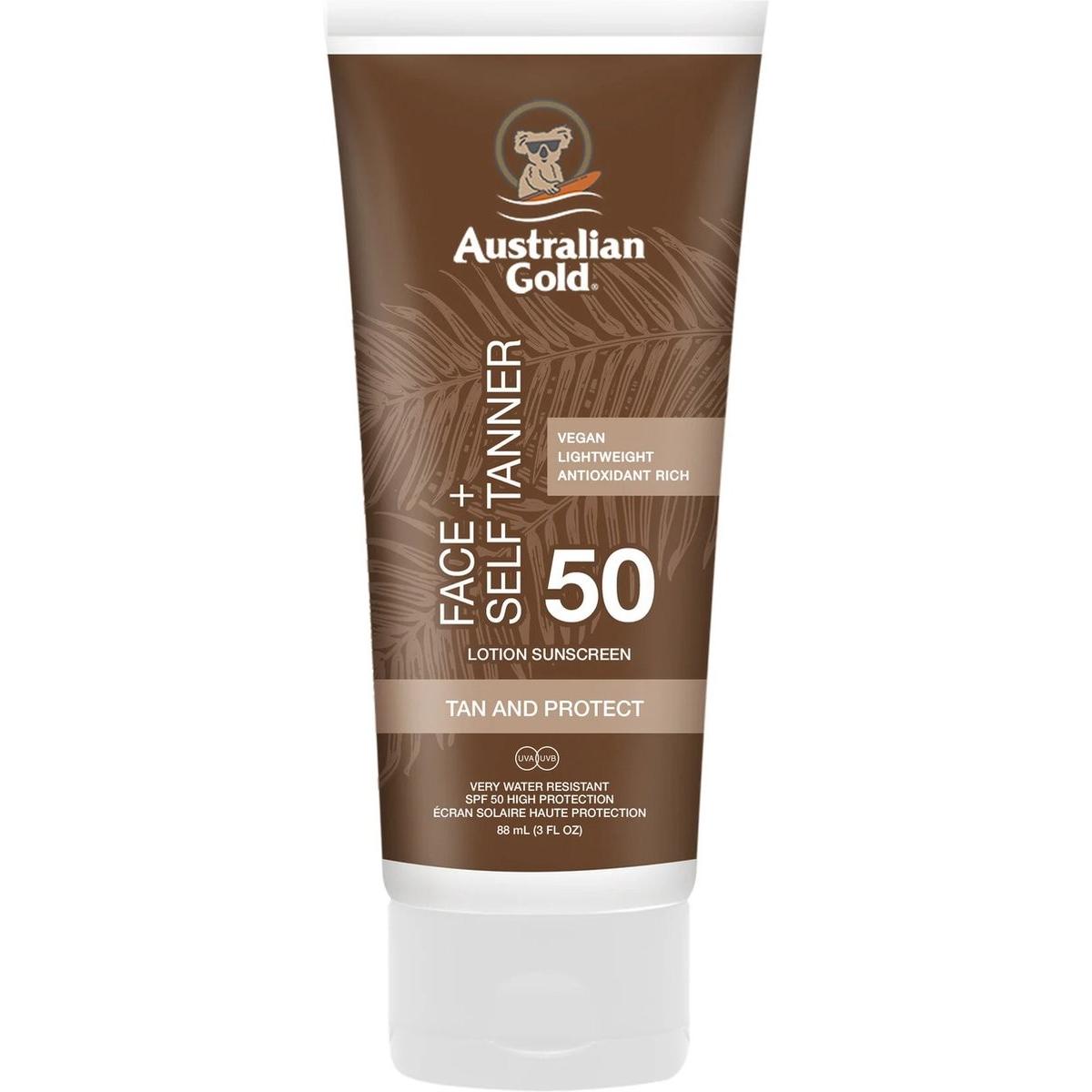 Australian Gold Gesicht + Selbstbräuner (Sonnenlotion, SPF 50, 88 ml, 0.09 g) (A75223)