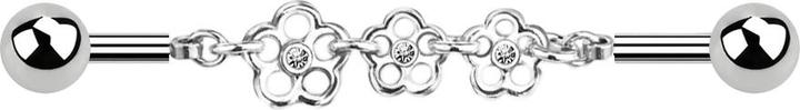 Immagine prodotto Star Piercing Barbell silber Kette mit drei Blumen (Ottone, Acciaio chirurgico 316L)