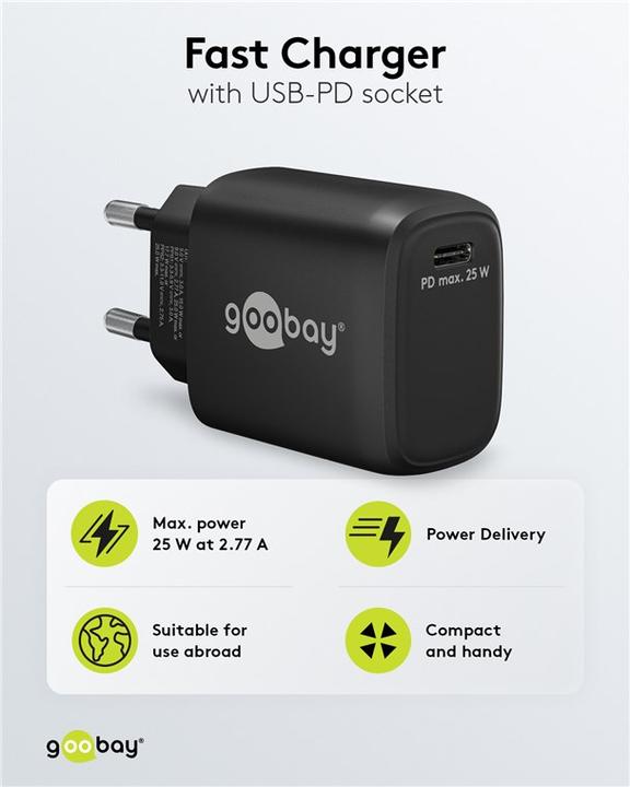 Image du produit Goobay Chargeur rapide USB-C Power Delivery Compact (25 W, 1 portion)