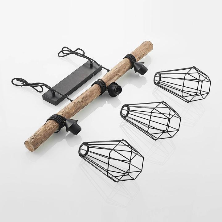 Produktbild Lindby Eldarion 3 Pendelleuchte Black/Wood (E27)
