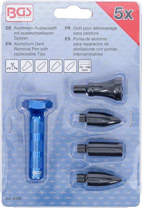 Actual product image BGS Aluminium Dent Removal Pen with replaceable Tips 100 mm (Door handle)