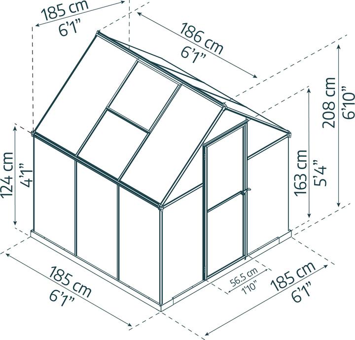 Immagine prodotto Palram Serra - Canopia Mythos 6x6 a doppia parete in alluminio da 4 mm 185 x 186 cm