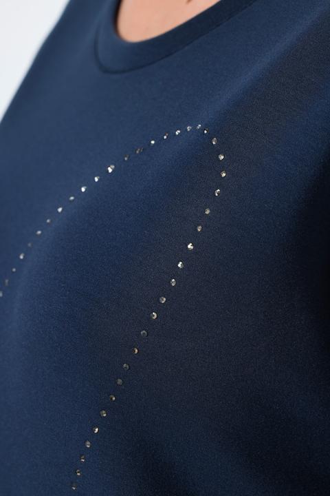 Produktbild Ulla Popken Sweatshirt, Ziersteine, Rundhals, Halbarm, Modalmix (54)