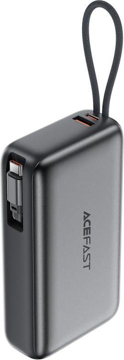 Actual product image Acefast - Power Bank (M34) - with Telescopic Cable, Type-C, Fast Charge, PD45W, 20000mAh - Gray (20000 mAh)