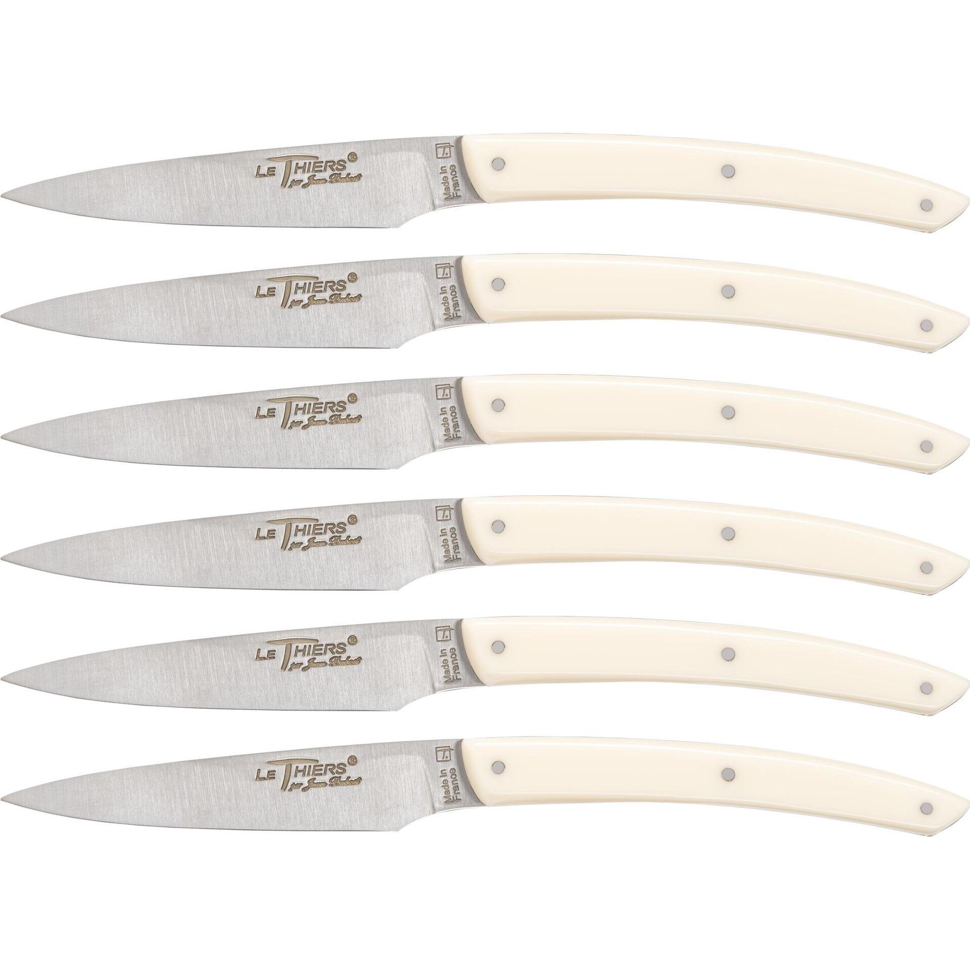 Laguiole Jean Dubost Messer Set 6 tlg., Acrylic Ivory, Küchenmesser, Weiss