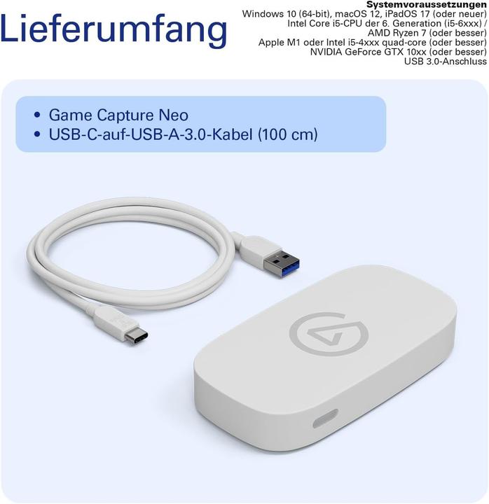 Image du produit Elgato Game Capture Neo (PC, Mac, PS5, Switch, Xbox Series X)