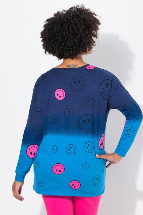 Actual product image Angel of Style Oversized Long-Sleeve Color Gradient Smiley Print Sweatshirt (46)
