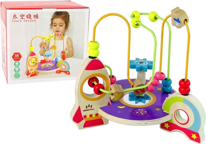 Image du produit Lean Toys Enchevêtrement pédagogique en bois avec labyrinthe de perles de fusée-espace