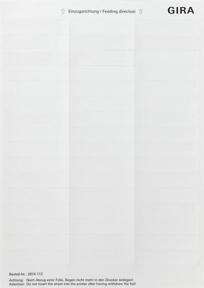 Actual product image Gira Labelling sheets 15.8 x 67 mm Accessories 2874112